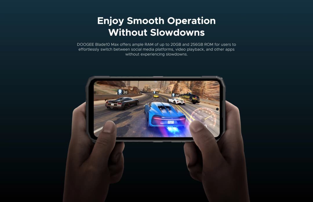 هاتف DOOGEE Blade10 Max المتين بشاشة 6.56 بوصة بمعدل تحديث 90 هرتز من نوع IPS، ذاكرة 8 جيجابايت و256 جيجابايت، شاشة خلفية 1.54 بوصة، كاميرا رئيسية بدقة 50 ميجابكسل مع تقنية الذكاء الاصطناعي، بطارية 10300 مللي أمبير، شحن سريع 18 واط - 6
