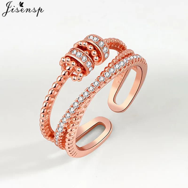 Simple Metal Beads Fidget Rotating Rings for Women Men Rotate Freely Anti Stress Anxiety Ring Spiral Round Ball Rotate Jewlery - 3