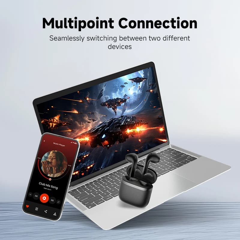 سماعات بلوتوث لاسلكية حقيقية Edifier W200T، بلوتوث 5.4، سماعات أذن نصف داخل الأذن، TWS مع بطارية تدوم 32 ساعة - 5