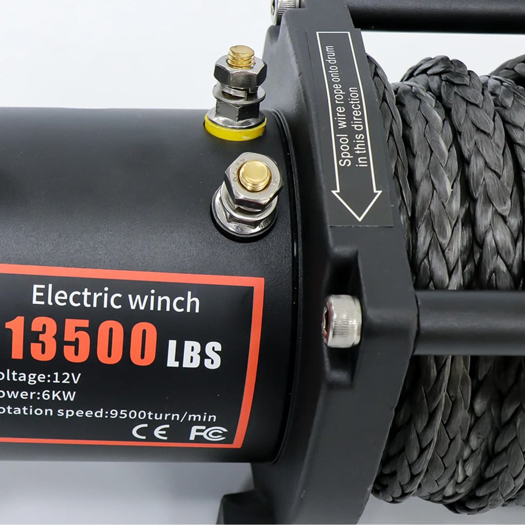 ونش كهربائي للسيارات من فيفور بقوة 13500 رطل، 12 فولت، لسيارات 4X4، مع حبل صناعي بطول 92 قدم، وحزام سحب، وتحكم لاسلكي، لسيارات ATV والشاحنات والطرق الوعرة - 3