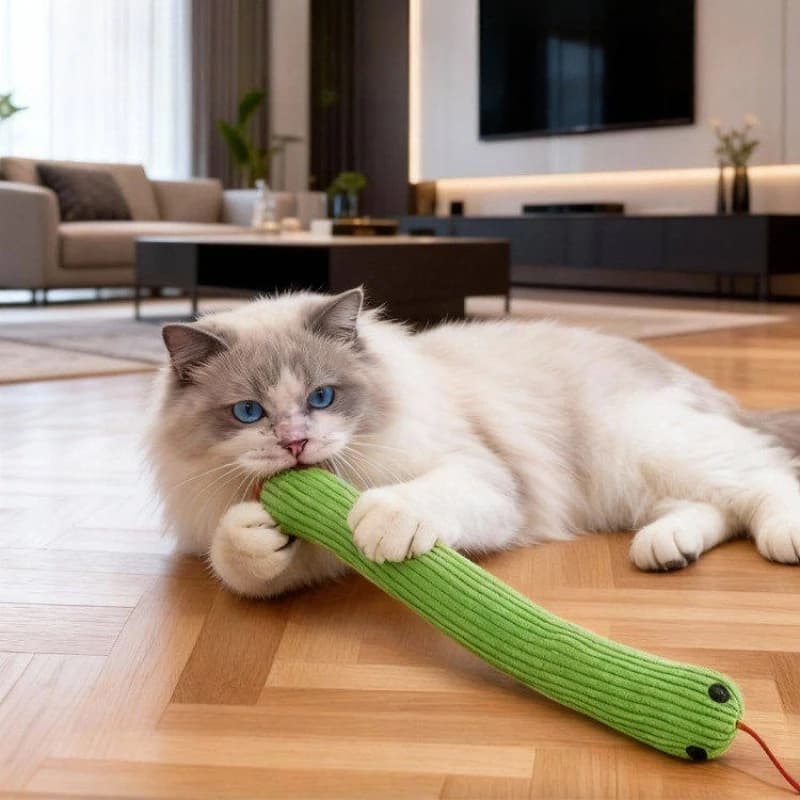 Cat Toy Snake Interactive Kitten Chew Toys Pet Cat Plush Toy Bite-resistant Teeth Cleaning Cat Sound Toy - 3