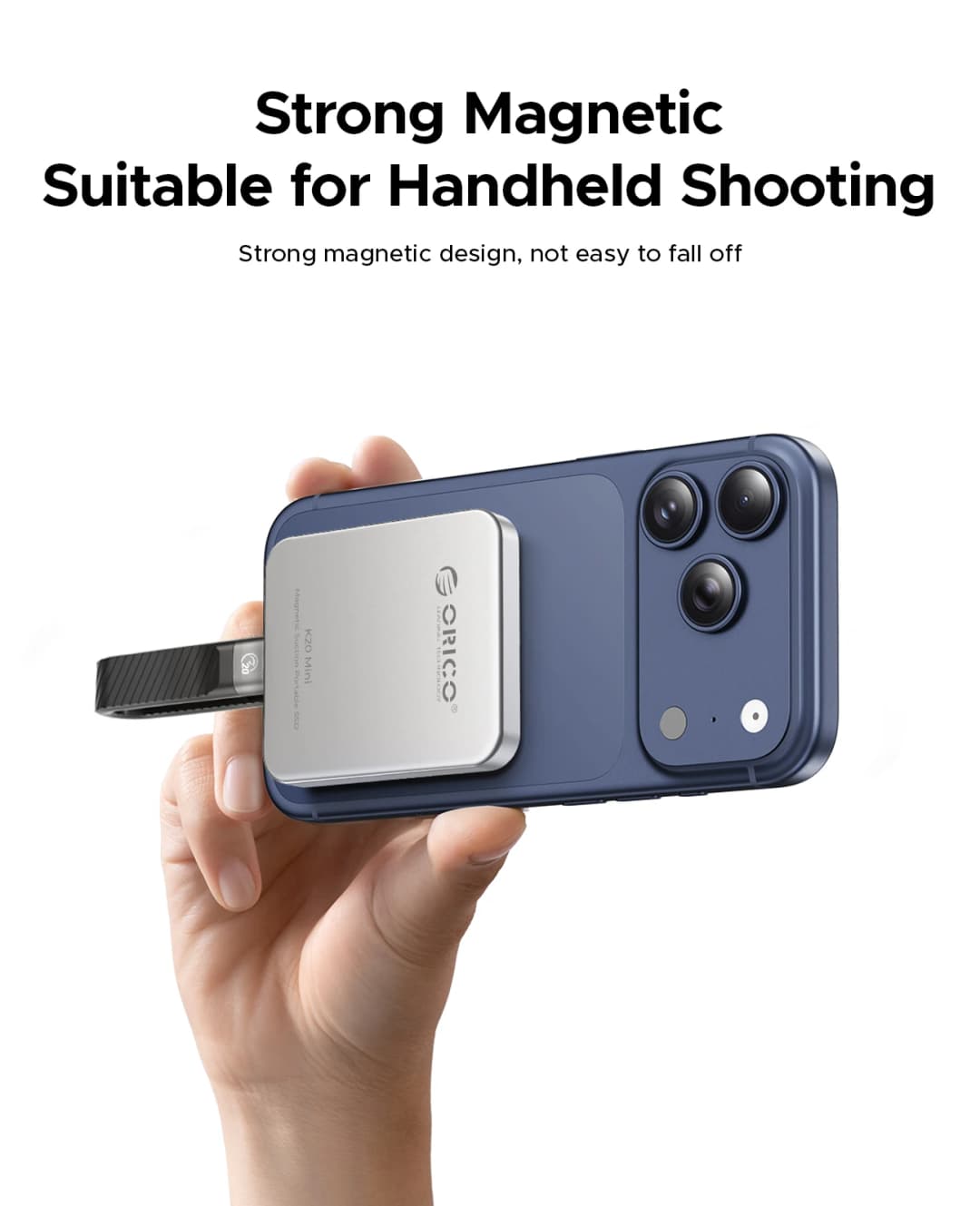 ORICO K20Mini قرص صلب خارجي مغناطيسي للآيفون 17 و16 برو/ماكس برو ريس بسرعة 2000 ميجابايت/ثانية وتسجيل وتخزين 4K برو ريس HDR محمول - 2