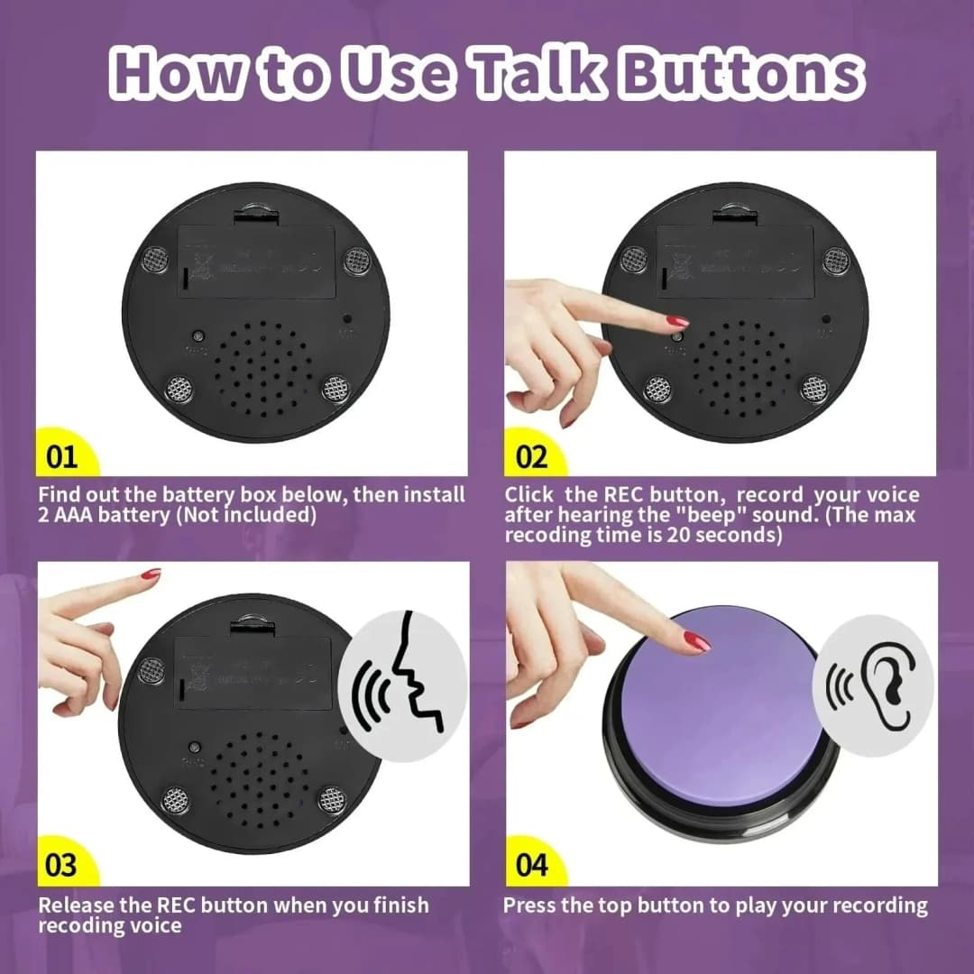 Dog Communication Buttons Voice Recording Button for Pet Training Buzzer  Record Playback Funny Gift for Talking Pet - 3