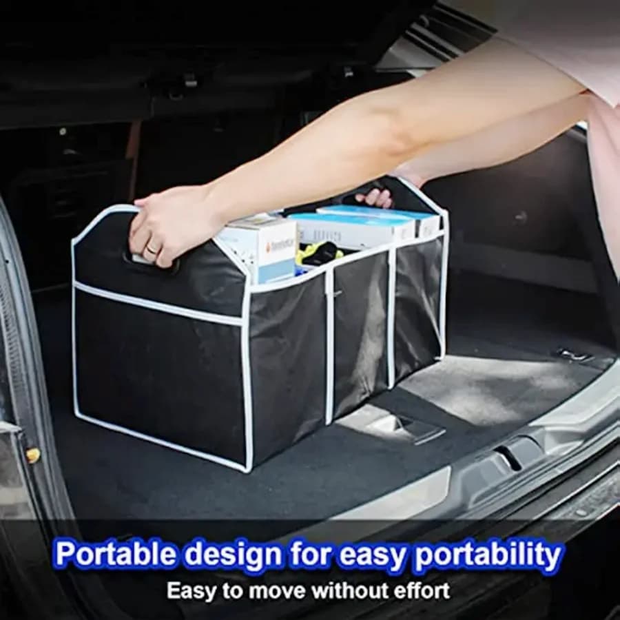 1pc Universal Car Trunk Organizer Portable Foldable Waterproof Auto Storage Bag With 3 Compartments For SUV Truck Van Sedan ﻿ - 2