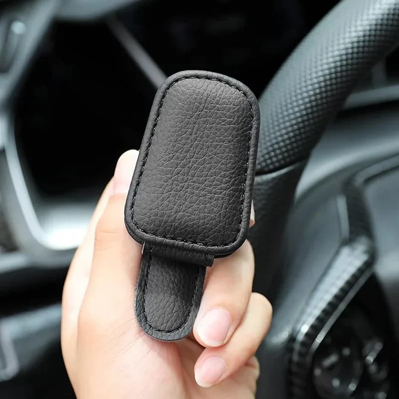 Car Sunglasses Holder Sun Visor Sunglasses Clip Cowhide Glasses Case Mount Auto Styling Ticket Card Clip Interior Accessories - 6