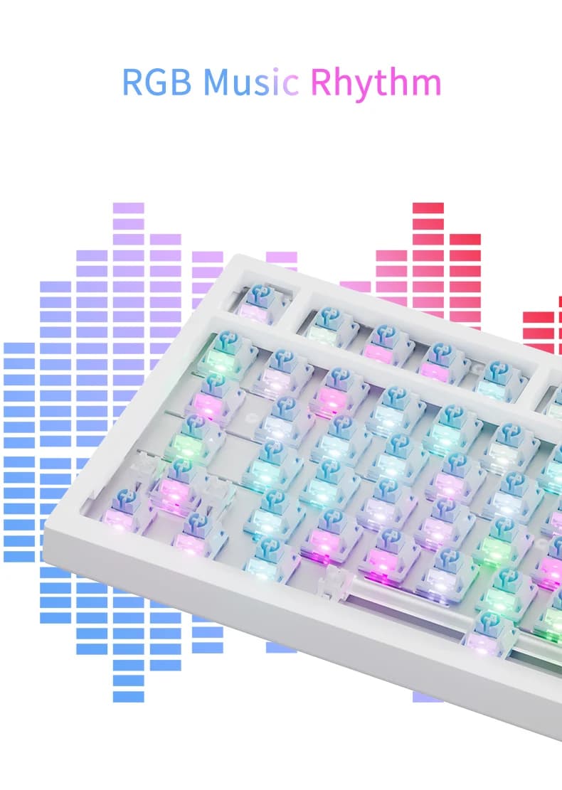 AJAZZ AK820 Gaming Keyboard, GASKET Structure, RGB Backlight, 5-Layer Sound Dampening Foam, PBT Keycaps - 6