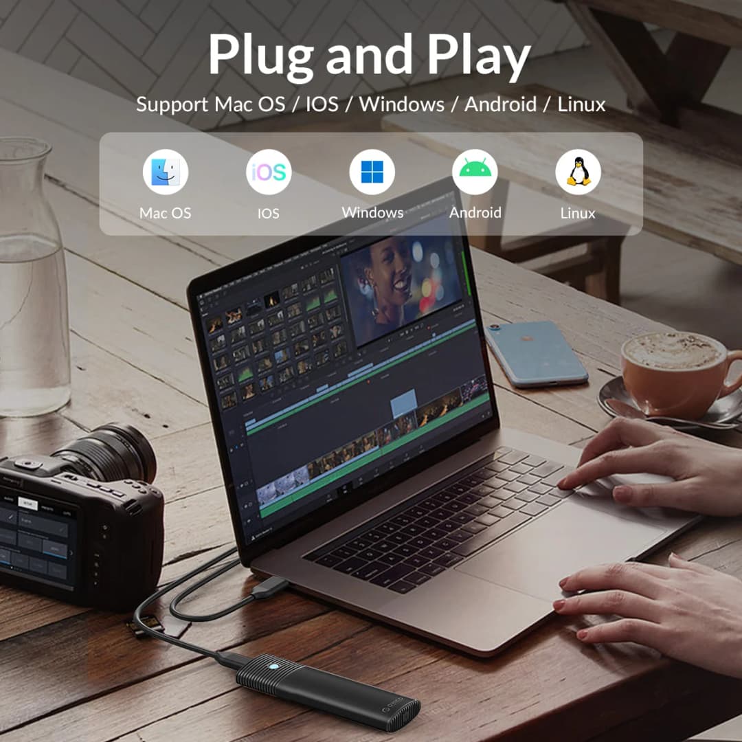 ORICO M2 SSD Enclosure NVMe 10Gbps PCIe SSD Box for M.2 NVMe NGFF SATA SSD Disk Tool Free M.2 SSD Case Built-in Metal Heat Sink - 5