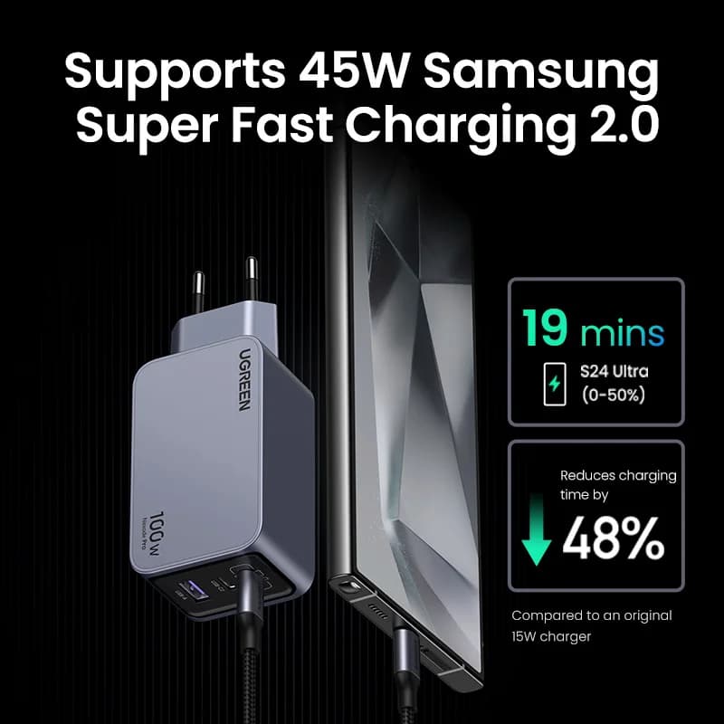 شاحن يو جرين 100 واط جان يو اس بي سي QC4.0 3.0 شحن سريع لماك بوك لابتوب تابلت شاحن سريع بي دي لايفون 17 16 15 برو - 4