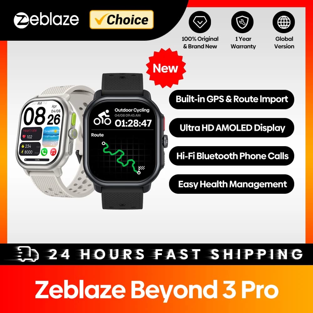 ساعة Zeblaze Beyond 3 Pro GPS الذكية الجديدة شاشة 2.15" AMOLED نظام تحديد المواقع المدمج واستيراد المسار إجراء/استقبال المكالمات الهاتفية
