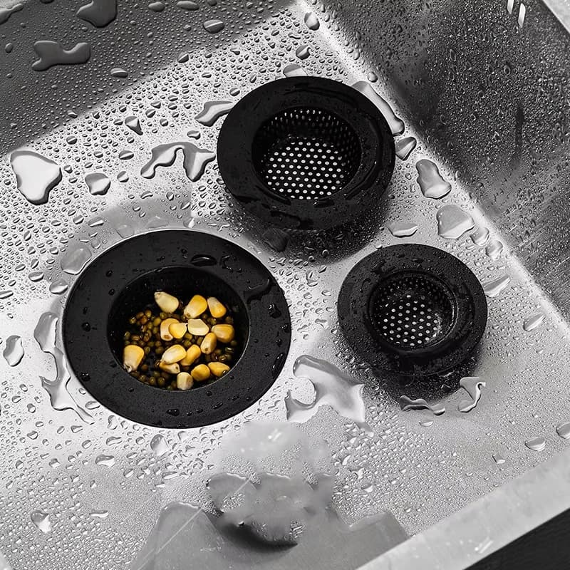 مصفاة حوض الفولاذ المقاوم للصدأ الأسود المضادة للانسداد شبكة فخ الشعر تنظيف مع مقبض استنزاف تصفية اكسسوارات المطبخ الحمام - 3