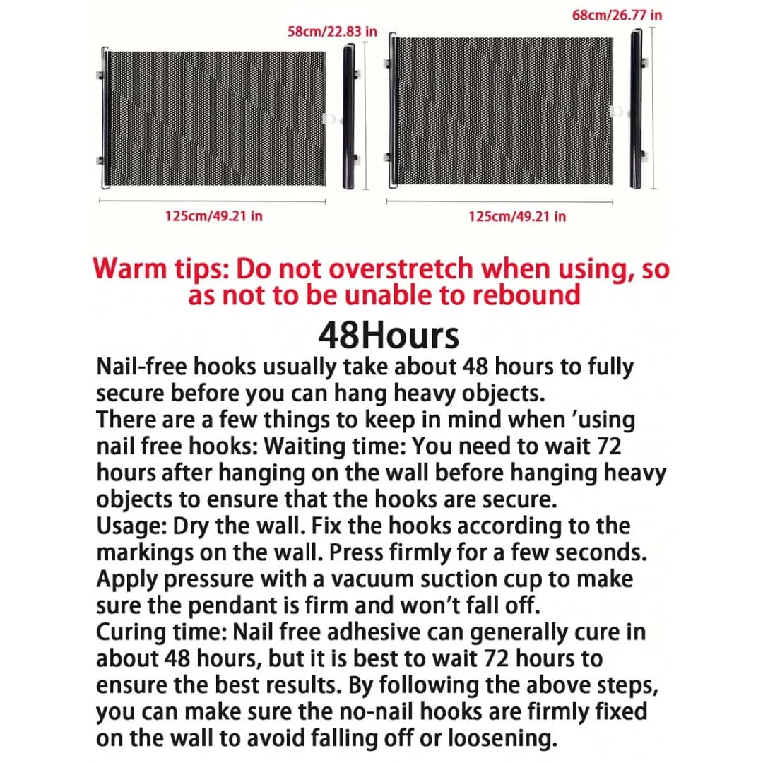 بوابة أمان قابلة للسحب للحيوانات الأليفة، سهلة التركيب بدون حفر، مناسبة للقطط والكلاب، للممرات والمداخل والدرج - 4