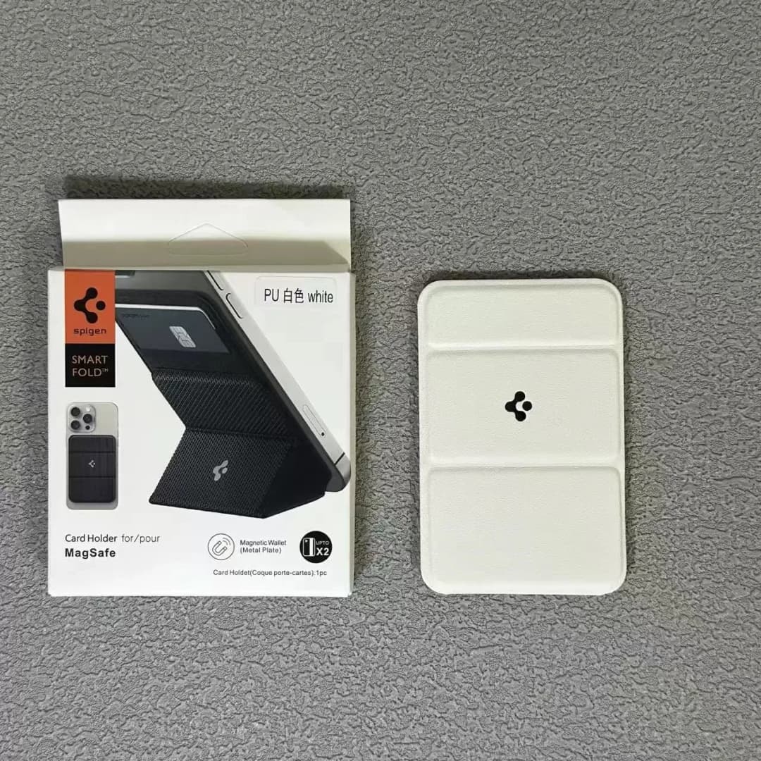 Original Spigen Leather Fold Magnetic Matte Wallet Card Holder For Magsafe Card Bracket For iPhone 17 16 15 14 13 Pro Max Air - 2