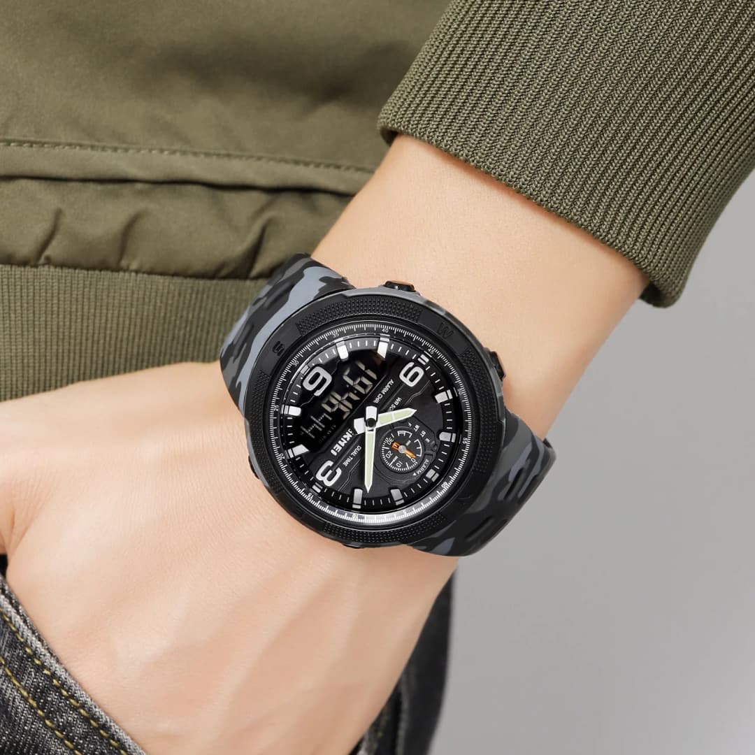 ساعة إلكترونية رياضية خارجية SKMEI للرجال شاشة مزدوجة متعددة الوظائف مقاومة للماء ساعة استكشاف للطلاب 1655 - 4