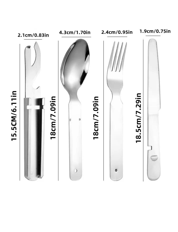 Stainless Steel Portable Outdoor Camping Multi-functional Combination Cutlery Knife and Fork Set Military Fan Fork and Spoon - 6
