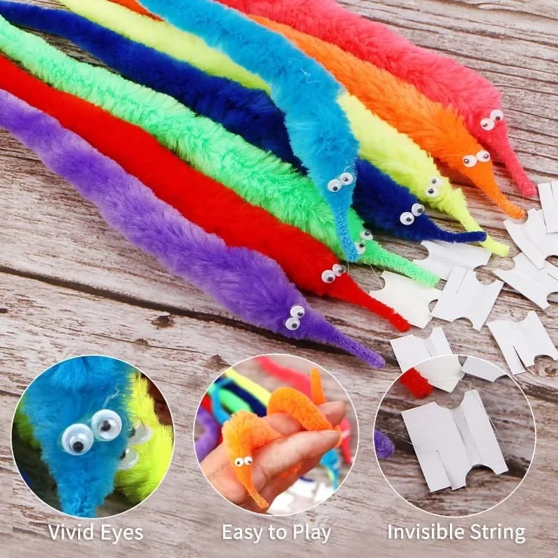 Funny Worm Magic Props Toys for Children Kids Beginners Wiggly Twisty Worm with Invisible String Party Games Trick Toys - 5