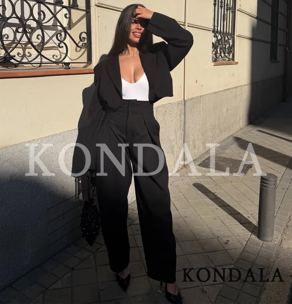 KONDALA Commute High Street Balloon Pants Women Trendy Casual Pleated Trousers 2026 Spring Summer Office Lady Vintage Long Pants - 5