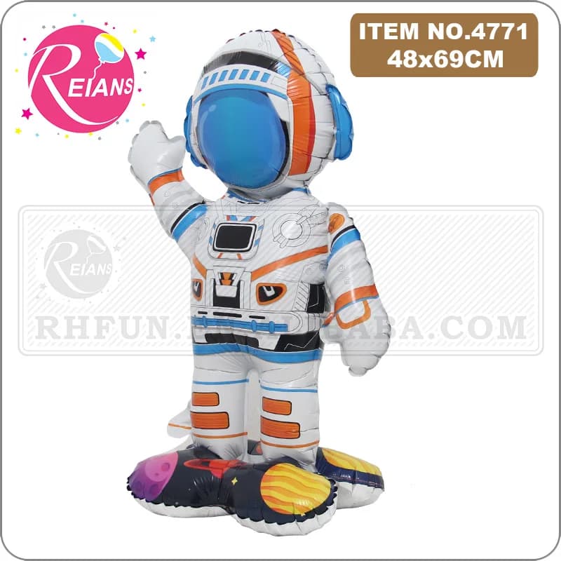 Inflatable Rocket spaceman astronaut Balloons Base Standing Rockets Foil Balloon Boys Space Theme Birthday Party Kids Toys Decor - 3