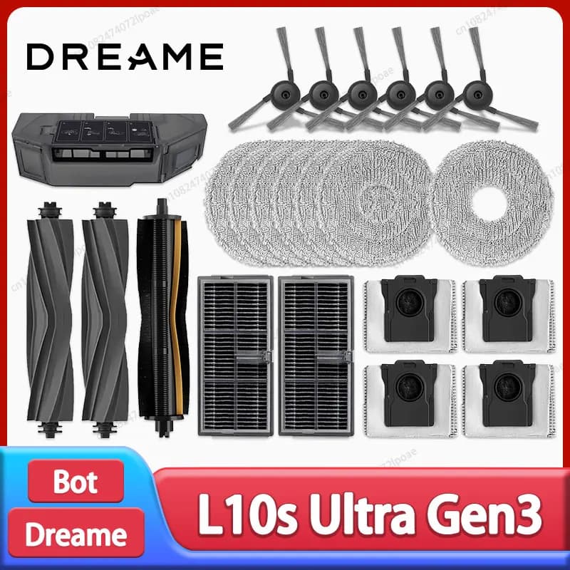 Dreame L10s Ultra Gen3 / L30s Pro Ultra Robot Vacuum Cleaner Accessories Main Side Brush Mop Cloth Hepa Filter Dust Bag Spare