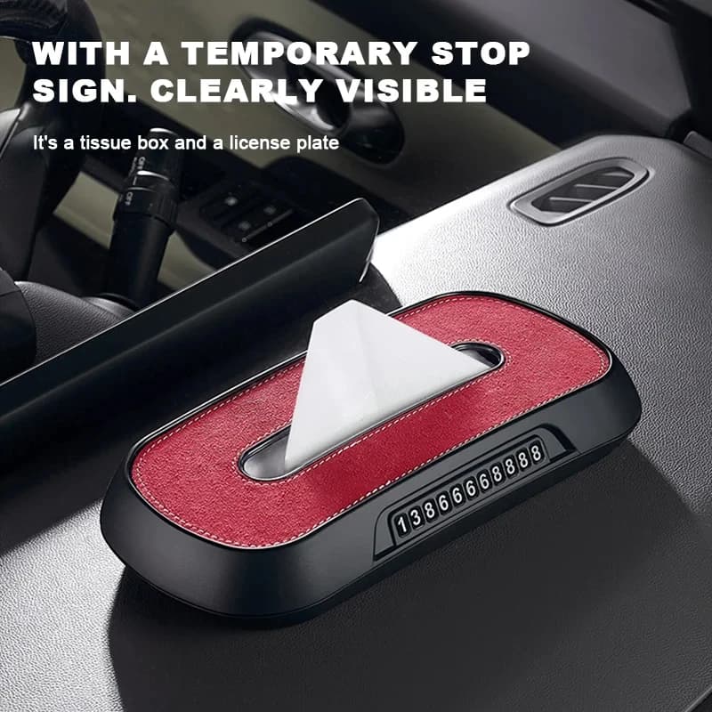 Leather Car Tissue Box Phone Number Label Center Console Armrest Napkin Box Sun Visor Tissue Box Backseat Tissue Case Fix Strap - 3