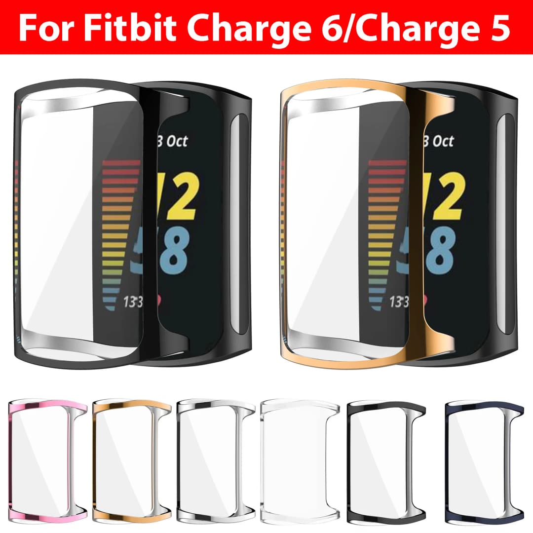 واقي شاشة لحافظة Fitbit Charge 6 مع غطاء حماية TPU لحافظة Fitbit Charge 5 وCharge6 وإكسسوارات حماية