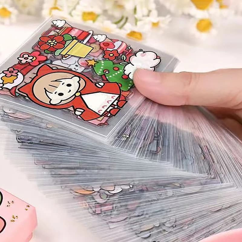 50 Pcs of Non-repetitive PET Waterproof Cute Ledger Stickers Cut-free Stickers for Students and Girls Anime Idol Card Stickers - 2
