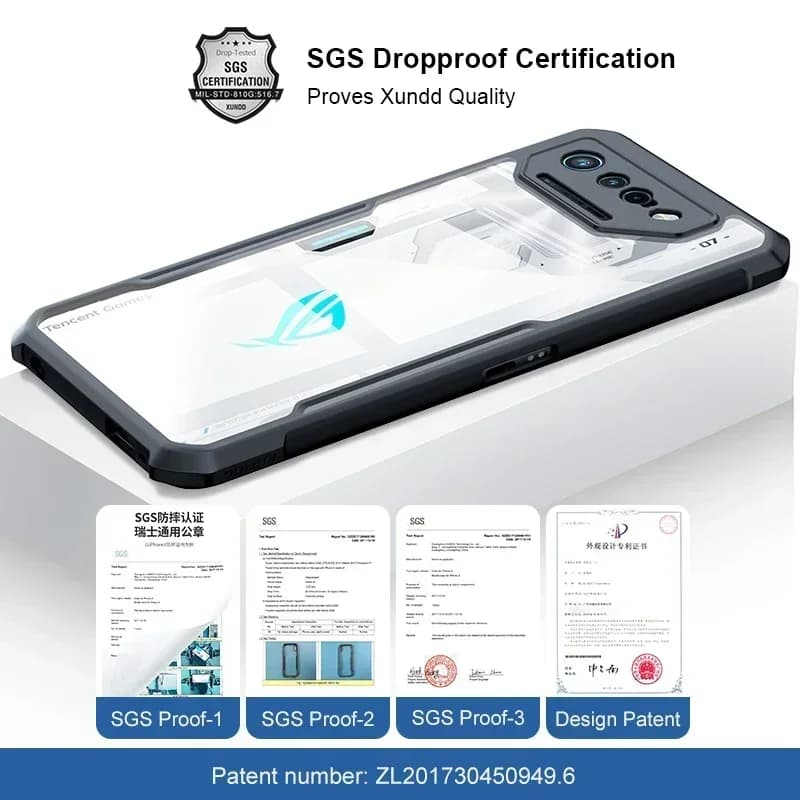 غطاء هاتف ASUS ROG 7 و 6 Pro و 7 Ultimate من البولي كربونات و TPU مع وسائد هوائية مقاومة للصدمات، غطاء عدسة خلفي شفاف - 6