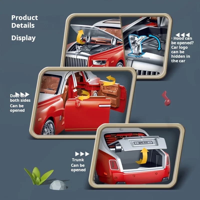 نموذج سيارة رولز رويس فانتوم محاكاة 1:32 زينة سيارة فاخرة من البلاستيك سيارة صالون لعبة أطفال مجموعة أولاد - 5