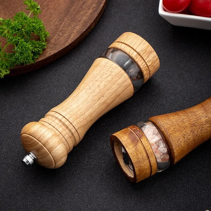 1PC Manual pepper grinder; Acrylic and rubber wood ceramic core freshly ground pepper powder seasoning grinder bottle - 3