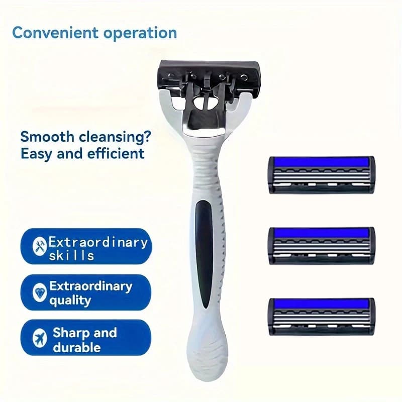 NEW Shaver Men Razor Shaving 3 Layer Stainless Blade Shaver Reusable Safety Razor Hair Removal Shaver Imported Blade Multi Tool - 3