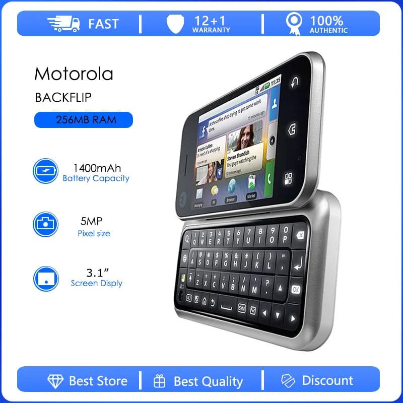Refurbished Motorola BACKFLIP MB300 Original MB300 Detachable Battery 1400mAh Cell Phone Wholesale Free shipping