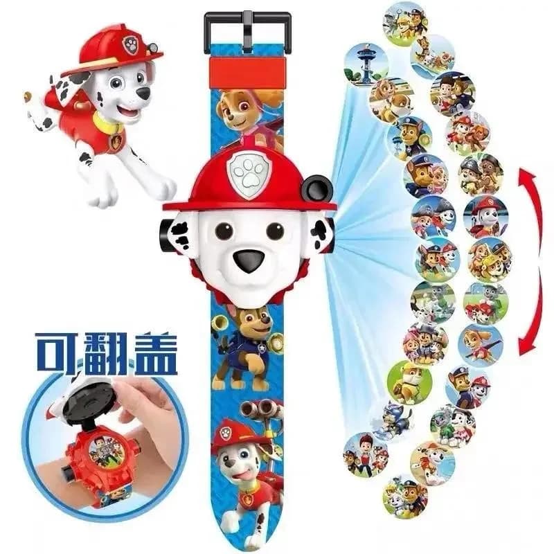 مجموعة ألعاب شخصيات أكشن ثلاثية الأبعاد Paw Patrol مع ساعة إسقاط تشيس مارشال روكي، إكسسوارات أنيمي وسوار معصم للأطفال - 3