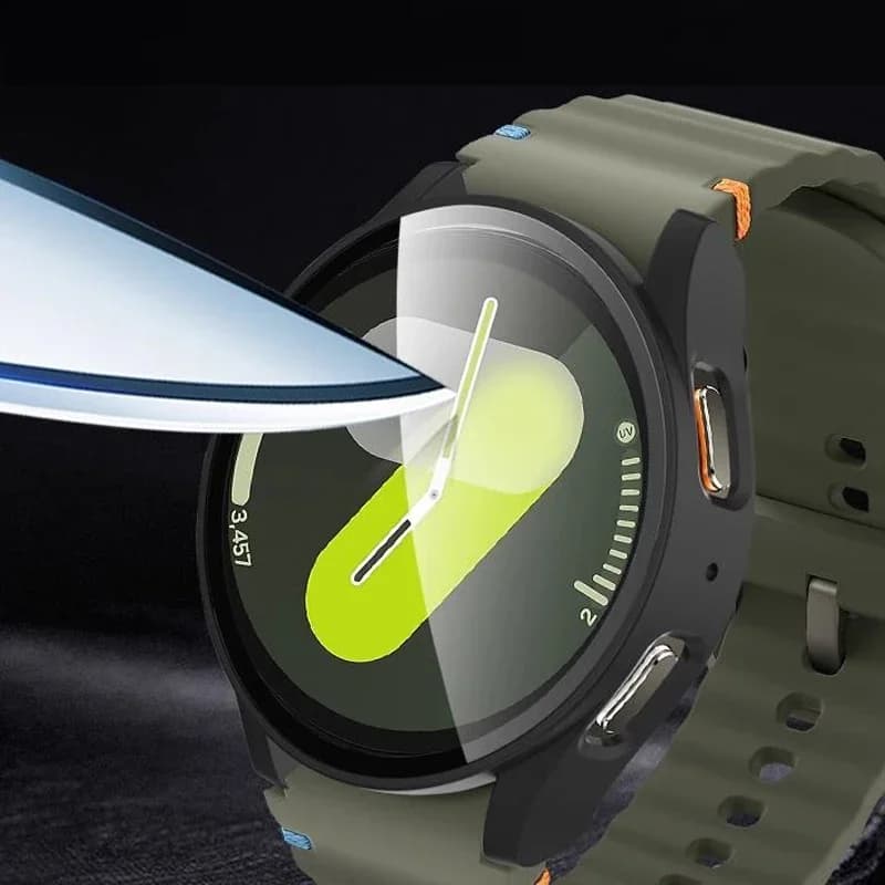 حافظة كمبيوتر مع واقي شاشة من الزجاج المقسى لساعة سامسونج جالاكسي، متوافقة مع أحجام 40/44 مم - 3