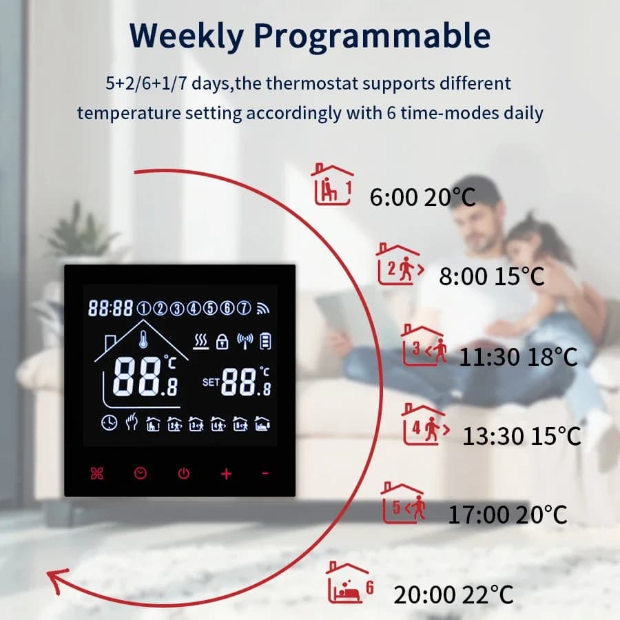 WiFi Smart Thermostat Temperature Controller Tuya Smart Life For Floor Heating Electric/Water Gas Boiler Works With Alexa Alice - 4