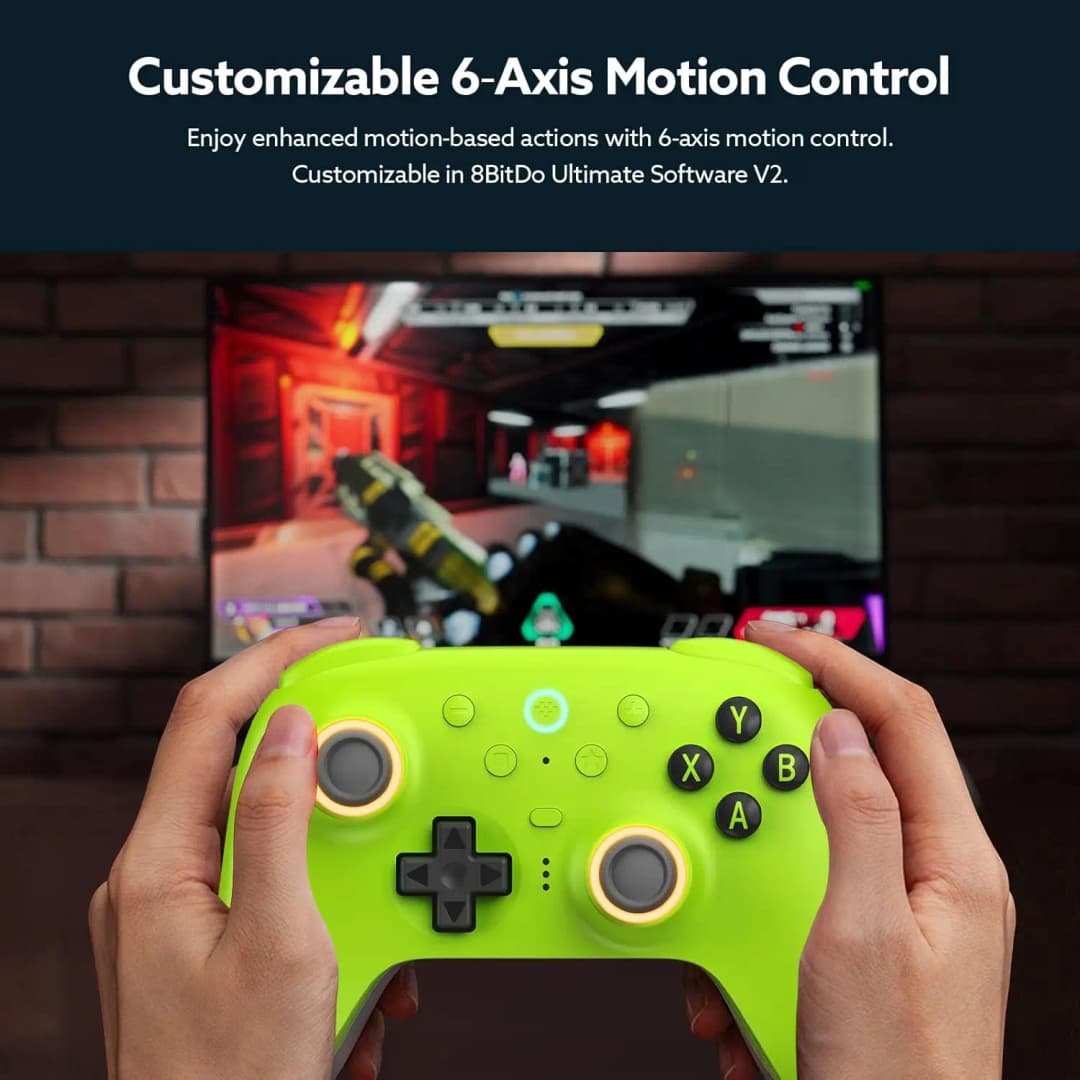 وحدة تحكم لاسلكية 8BitDo Ultimate 2 لنظام ويندوز 10/11 وأندرويد مع عصا تحكم TMR وأزرار قابلة للتبديل وإضاءة RGB - 6