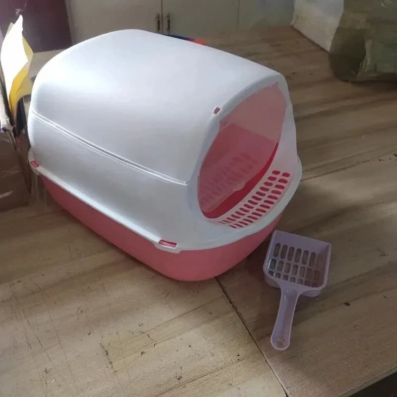 Kitty Sandbox Cat Litter Box Semi-enclosed Splashproof Cat Tray Cat Toilet Cleaning Basin Supplies Pet Toilet Kitten Tray Bedpan - 6