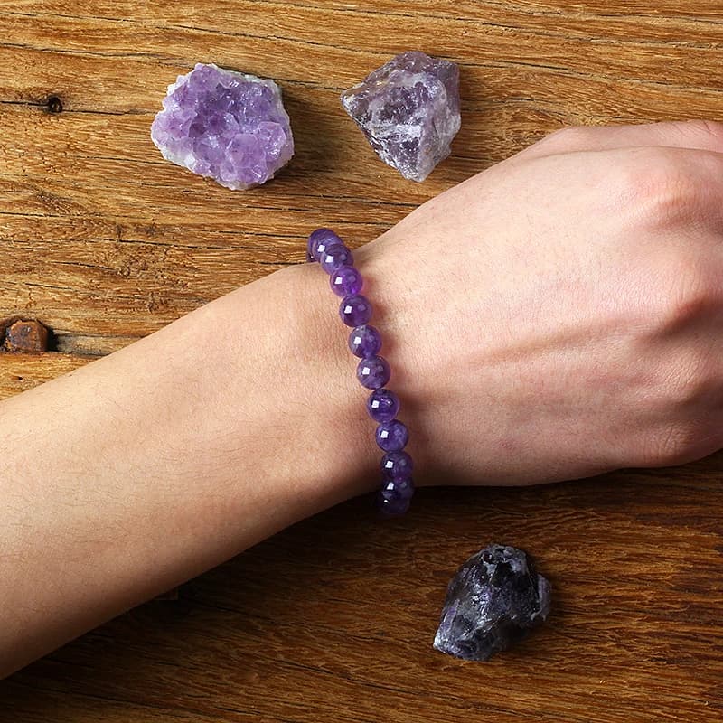Geniune Amethyst Natural Crystal Bracelet for Women Pulsera Amethust Bracelet Made of Real Natural Stone Beads Body-Purifying - 2