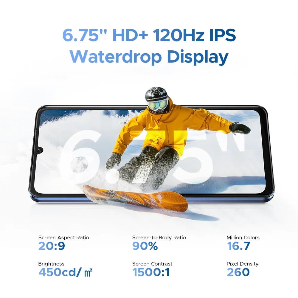 Global Version DOOGEE Note 59 5G Smart Phone Android 15 6250mAh Large Battery 6.75" 120Hz 8GB RAM 128GB ROM NFC Mobile Phone - 5