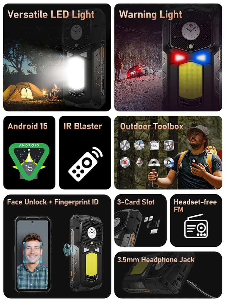 هاتف Ulefone Armor 29 Pro 5G AI متين 21200 مللي أمبير في الساعة 120 واط 64 ميجابكسل رؤية ليلية 6.67 بوصة 120 هرتز ذاكرة قراءة فقط 512 جيجابايت هاتف محمول MTK Dimensity 7400 - 5