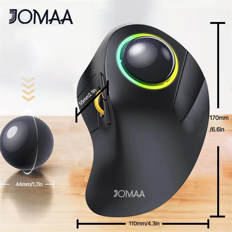 ماوس ألعاب لاسلكي JOMAA RGB بإضاءة خلفية، 2.4G، قابل لإعادة الشحن، متوافق مع أجهزة الكمبيوتر المحمولة وMac وiPad - 4