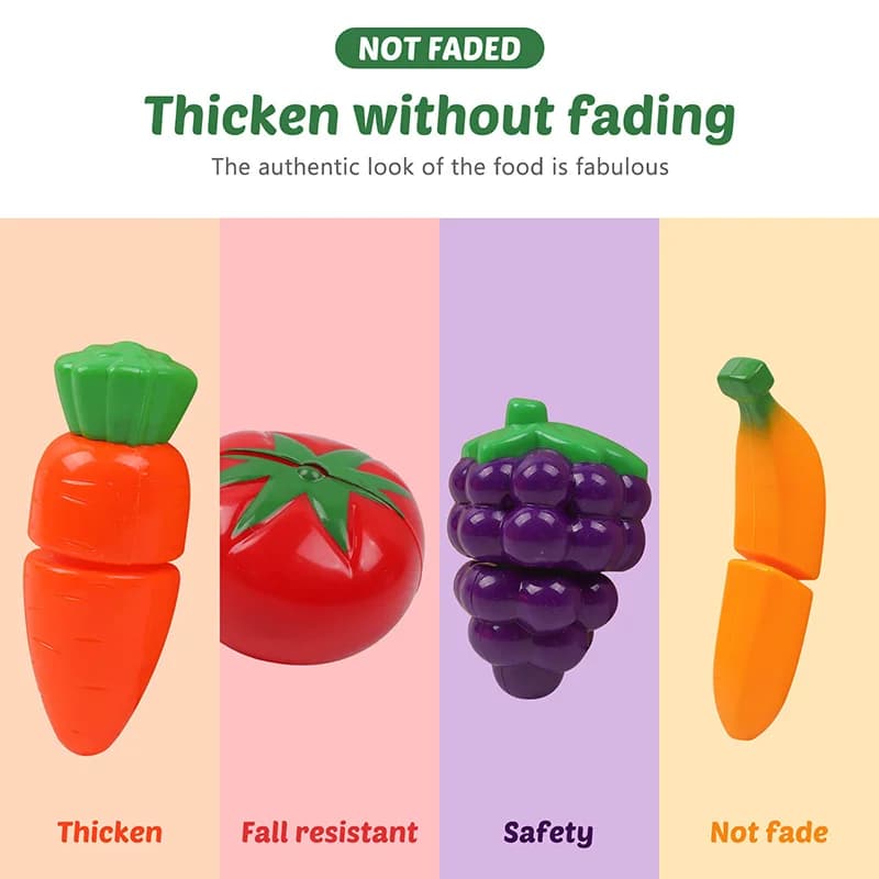 مجموعة ألعاب أطفال لقطع الفواكه والخضروات للأطفال، لعبة محاكاة المطبخ، ألعاب أطفال مونتيسوري للفتيات والأولاد - 3