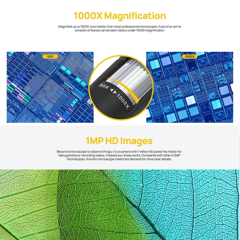 Ulefone 1000X Digital Microscope Camera 8 Adjustable LED Lights For Power Armor 18T , Power Armor 19，Power Armor 13，Armor 16 Pro - 4