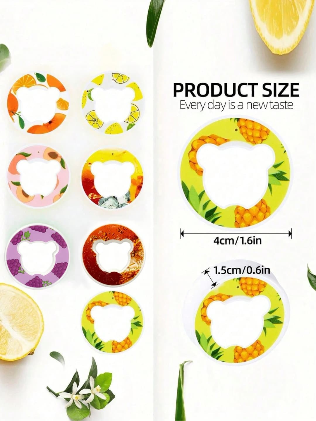 7/5pcs Bear Fruit Drink Flavor Pods Air Flavor Pods Water Bottle Flavor Caps Fruit Scent Pods for Water Bottles Sports Tool - 2