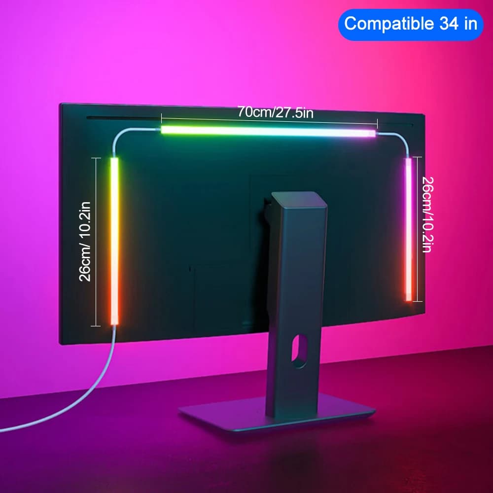 شريط إضاءة ليد RGB متزامن مع الألعاب إضاءة خلفية لشاشة الكمبيوتر إضاءة التقاط الألوان DIY ديكور غرفة الألعاب الذكية