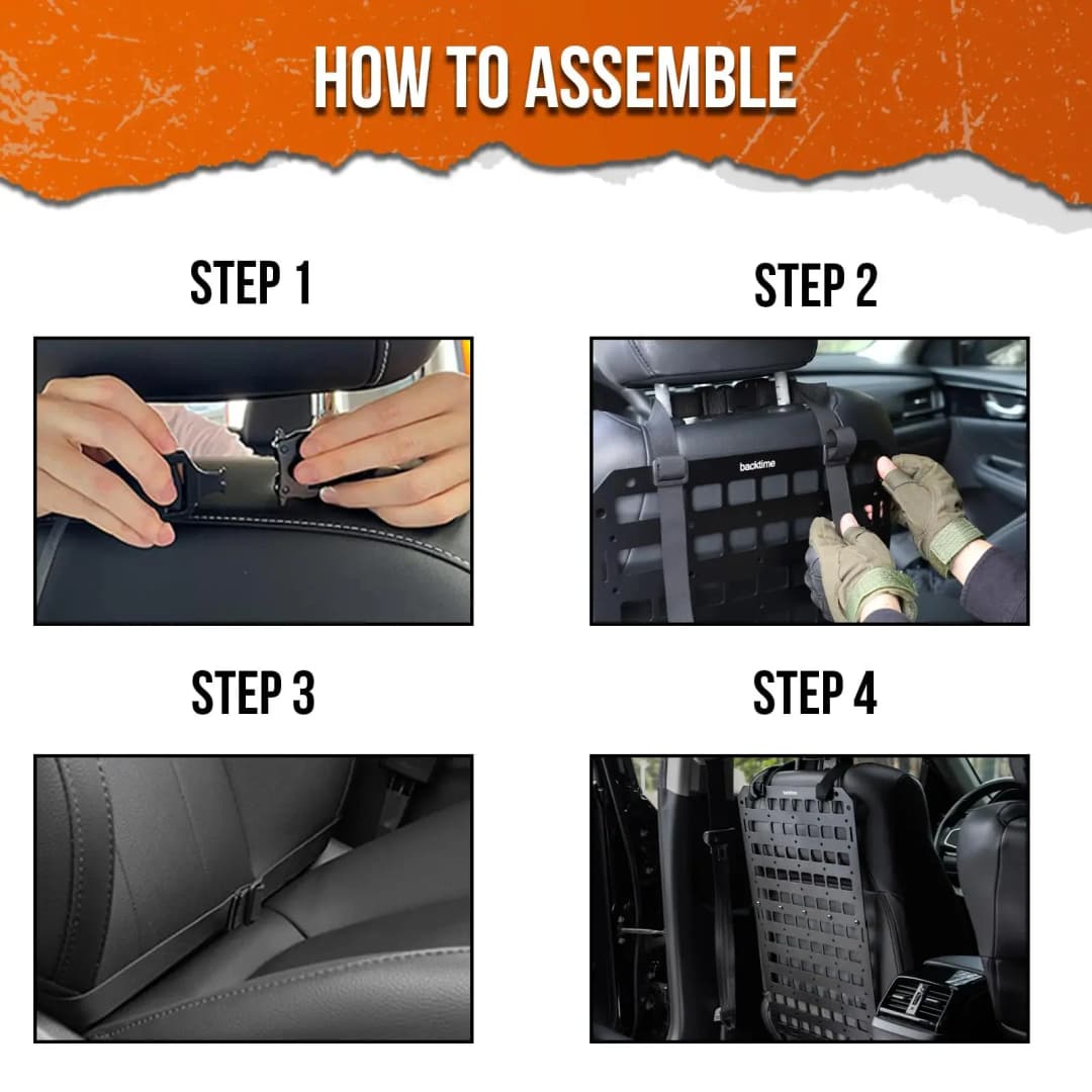 Car Seat Back Tactical Molle Panel Multifunctional Adjustable Seat Mesh Storage Organizer Tactical Vehicle Storage Hanging Plate - 5