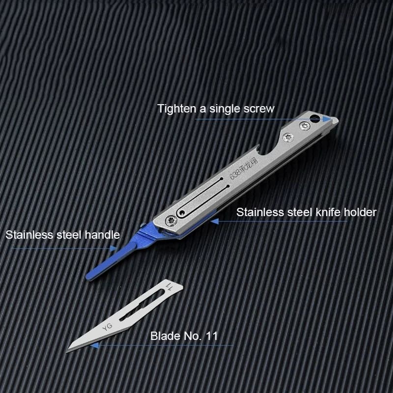 Stainless Steel Fast Open Scalpel MINI Folding Knife Outdoor Survival Camping Portable EDC Tool 10 Blade Free Bottle Opener - 5