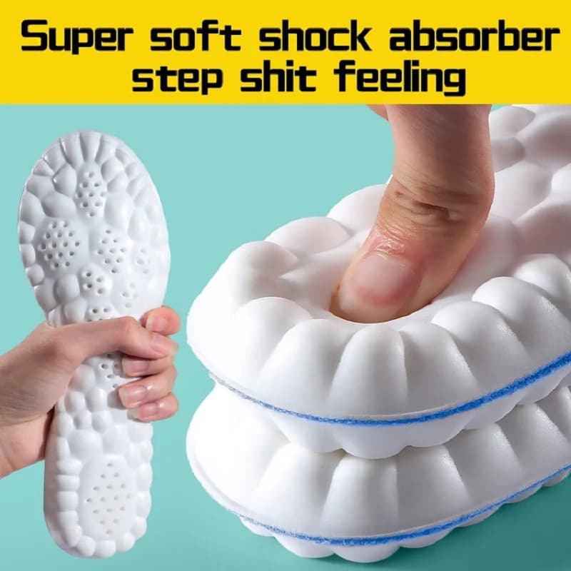 Sports Insoles for Shoes Women Men PU Sole Soft Breathable 4D Shock Absorption Cushion Running Orthopedic Care Insoles for Feet - 3