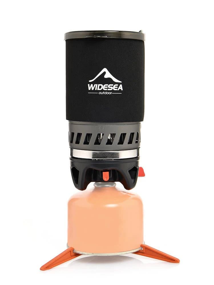 Widesea Portable Camping Coffee Maker Set French Press 0.9L Coffee Pot 1100BTU Gas Stove with Anti-scalding Cover for Outdoor Hi - 6