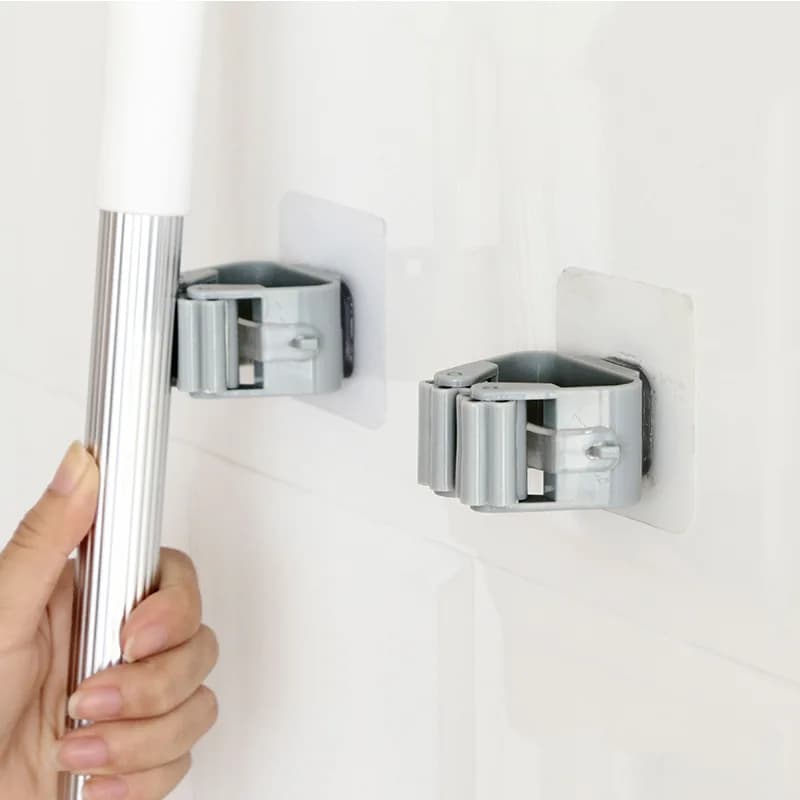 Multi-Purpose Hooks Adhesive Wall Hanging Mop Rack Broom Hanger Hook Kitchen Bathroom Organization Home Organizer Accessories - 2