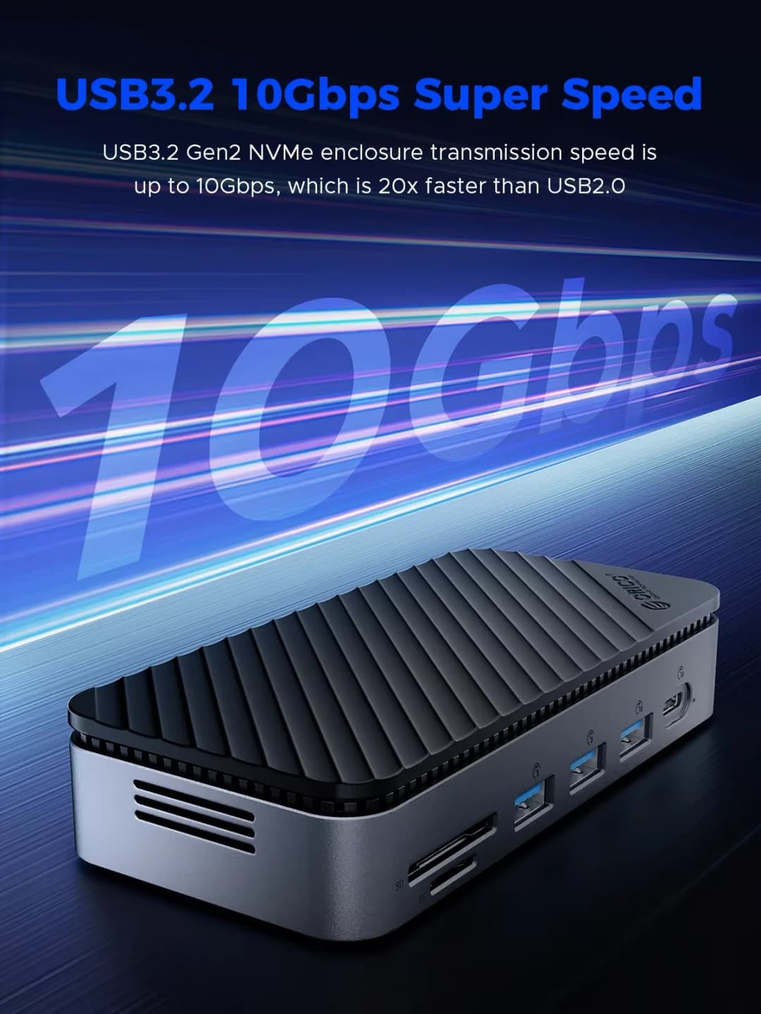 أوريكو يو إس بي سي 12 في 1 محطة إرساء HUB مع مروحة تبريد M.2 NVMe SATA SSD حاوية خارجية 10 جيجابت في الثانية HDMI-Com RJ45 SD/TF M2P11 - 6