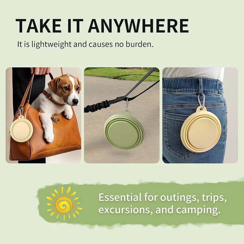 Silicone Dog Food Water Bowl Collapsible 2 In 1 Pet Dispenser Outdoor Travel Dog Cat With Carabiner Bottle Food Water Container - 4